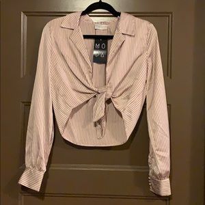 NWT Dress Forum Los Angeles Striped Tie Front Top
